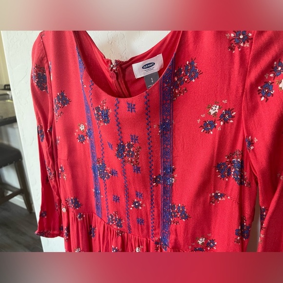 Old Navy| Women’s Boho Red Embroidered Floral Dress, Size Small••• - Picture 5 of 10